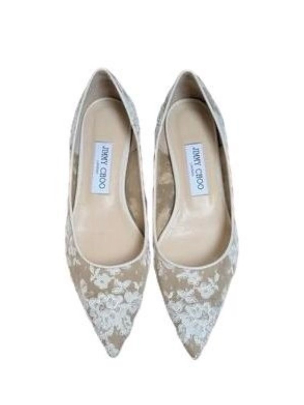 Jimmy Choo Love Lace Bridal Wedding Pointed-Toe Flats